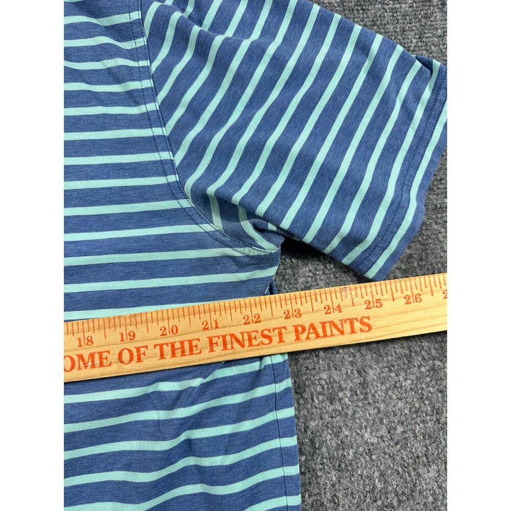 Southern Tide Skipjack Polo Mens Large Blue Green Stripe Pima Cotton Stretch - Picture 5 of 7